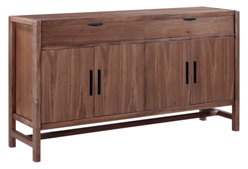 Farmhouse Rectangular 4-Door Sideboard with Trestle Base