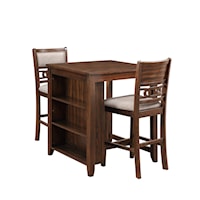 Contemporary 3-Piece Counter Height Table and Chair Set with Shelf Unit