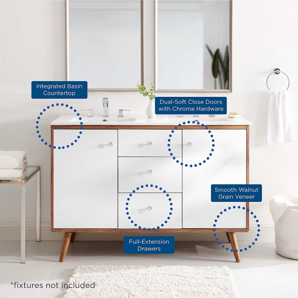 Modway Transmit 48" Double Sink Bathroom Vanity