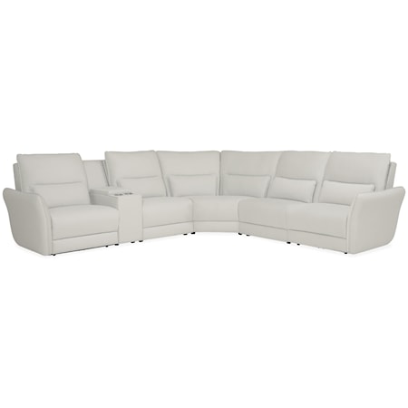 4-Seat Corner Curve Sectional with Storage Console and Two Triple Power Recliners