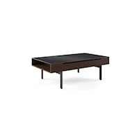 Contemporary Lift Top Coffee Table with Glass Top and Hidden Storage