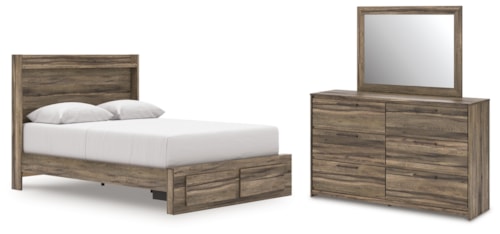 Queen Panel Storage Bed, Dresser And Mirror