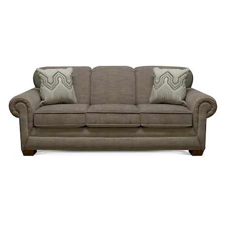 Transitional Upholstered Sofa with Rolled Arms