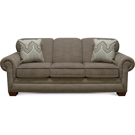 Transitional Upholstered Sofa with Rolled Arms