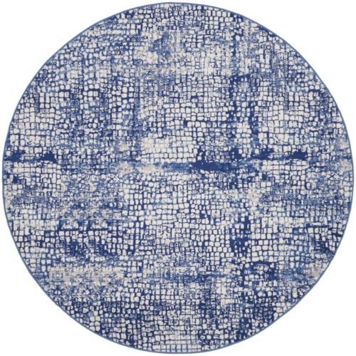 5'  Ivory Navy Round Rug