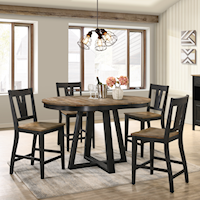 Transitional 5-Piece Counter Height Dining Set with Splat Back Stools