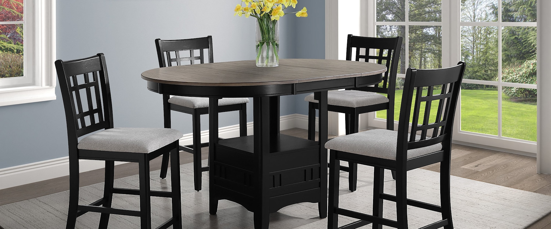 Hartwell Farmhouse 5-Piece Counter Height Dining Set