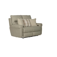 Transitional Power Lay Flat Reclining Loveseat with Built-In USB Ports