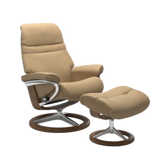 Medium Reclining Chair and Ottoman with Signature Base
