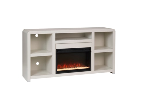 Contemporary 5-Shelf 66" Fireplace Console with Wire Management