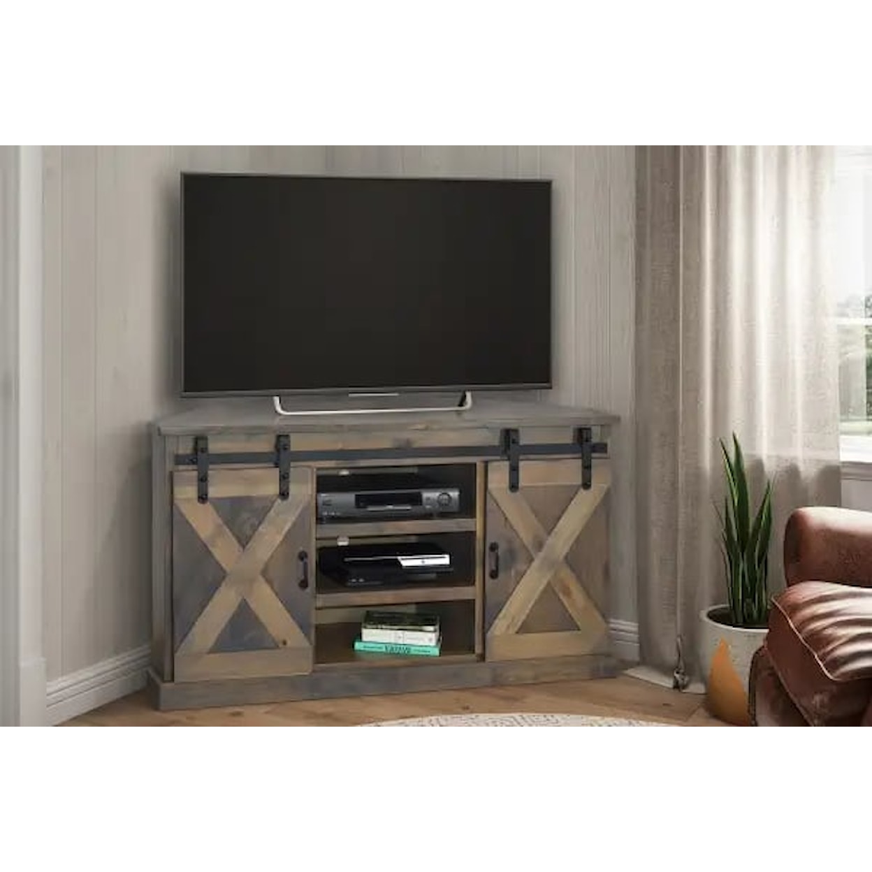 Legends Furniture Farmhouse 66" Corner TV Console