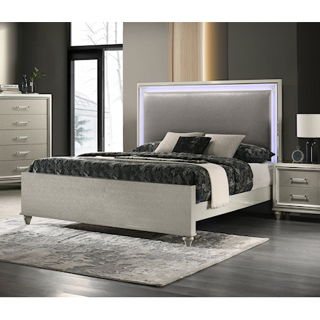 Glam California King Bed with LED Lighting