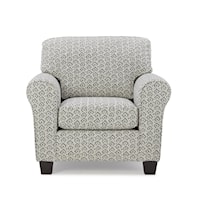 Stationary Accent Club Chair with Exposed Wooden Legs