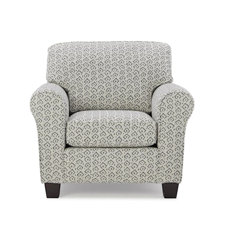 Accent Club Chair with Exposed Wooden Legs