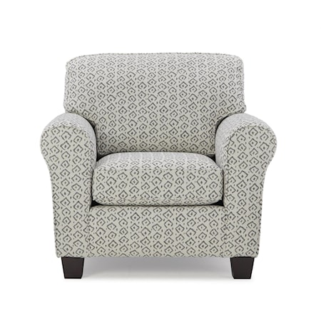 Accent Club Chair with Exposed Wooden Legs
