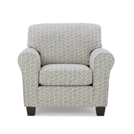 Accent Club Chair with Exposed Wooden Legs