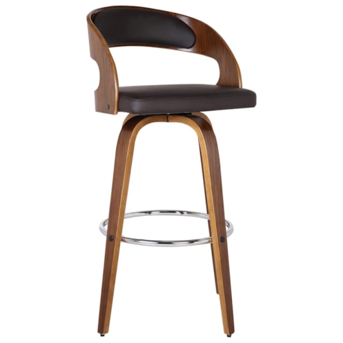 Mid-Century Modern 26" Upholstered Counter Height Swivel Bar Stool