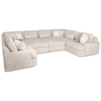 Casual U-Shaped Sectional Sofa with Ottomans