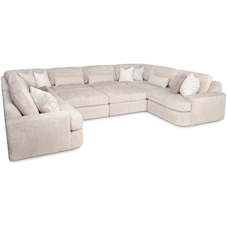 Casual U-Shaped Sectional Sofa with Ottomans