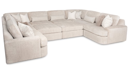 Casual U-Shaped Sectional Sofa with Ottomans