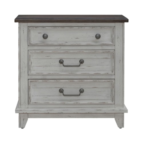 Farmhouse 3-Drawer Nightstand with Charging Station