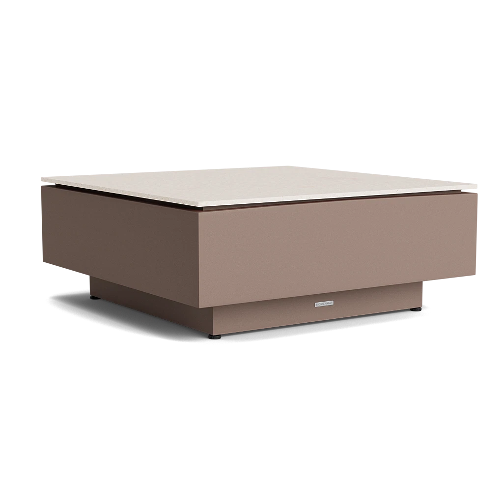 35" Sq. Stone-Top Coffee Table w/Plinth Base