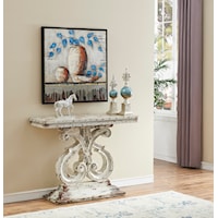 Relaxed Vintage Console Table with Curved Scroll Pedestal