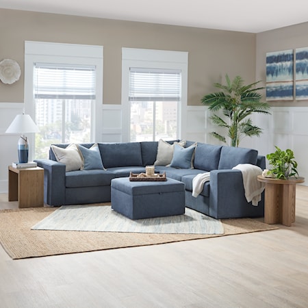 5-Seat Sectional Sofa and Storage Ottoman