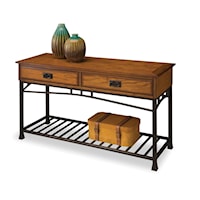 Traditional 2-Drawer Sofa Table with Metal Frame