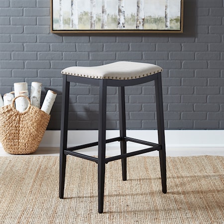 Relaxed Vintage Barstools with Nail Head Trim 