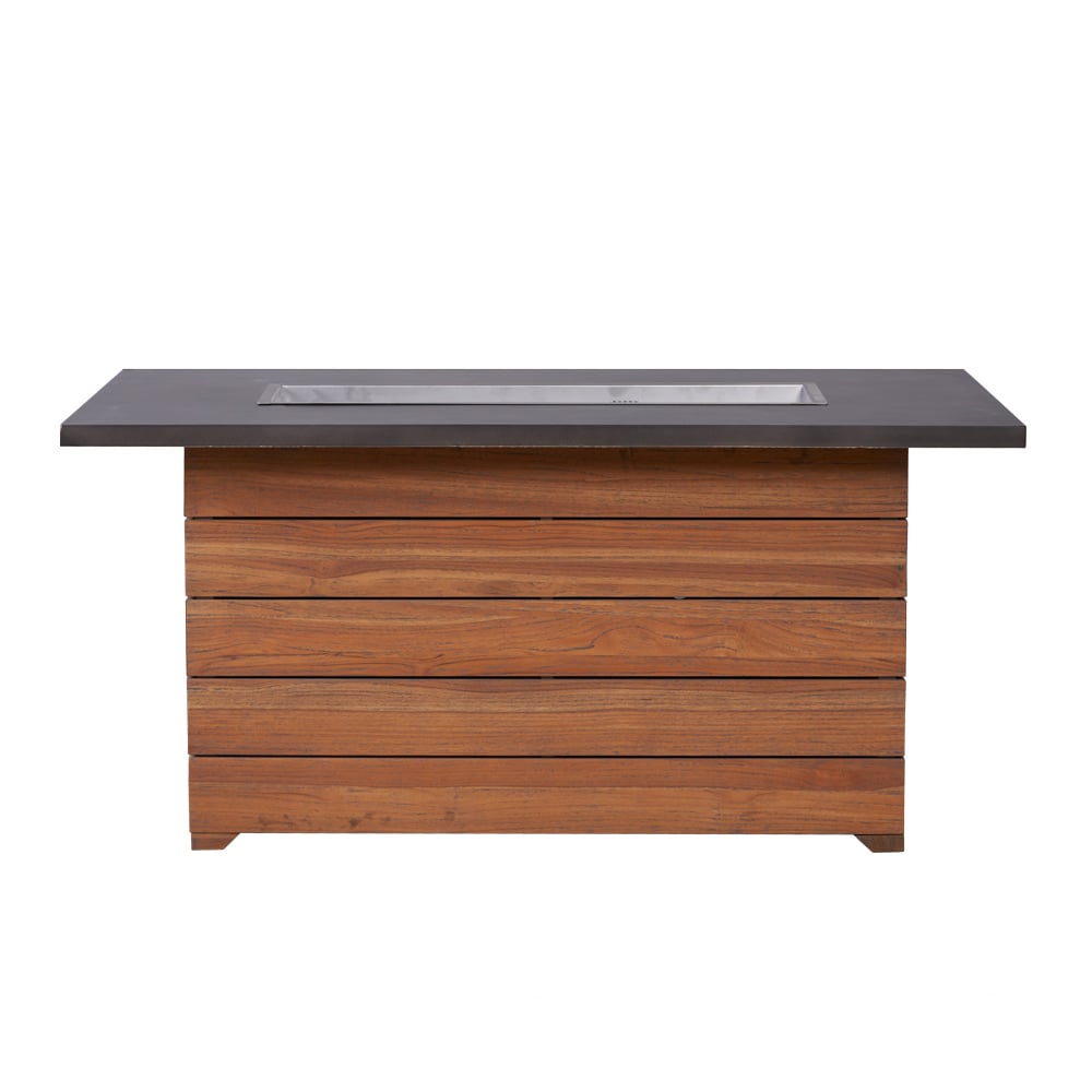 Lloyd Flanders Teak 52" Fire Table w/Faux-Concrete Top