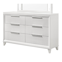 Cressedia Contemporary 6-Drawer Dresser with Metal Drawer Pulls