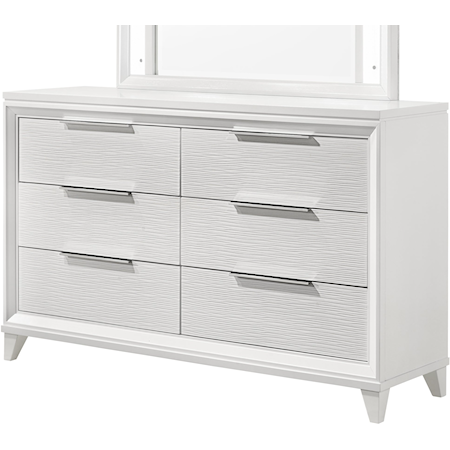 Cressedia Contemporary 6-Drawer Dresser with Metal Drawer Pulls