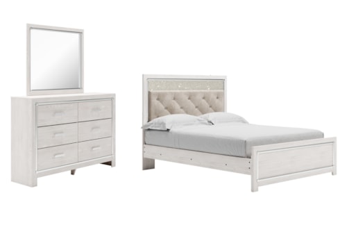 Queen Panel Bed, Dresser And Mirror