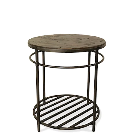 Rustic Round End Table with Reclaimed Top