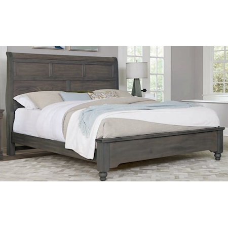 King Sleigh Bed with Metal Slats