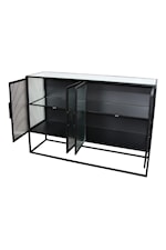 Moe's Home Collection Tandy Industrial Cabinet with Glass Doors and Iron Frame