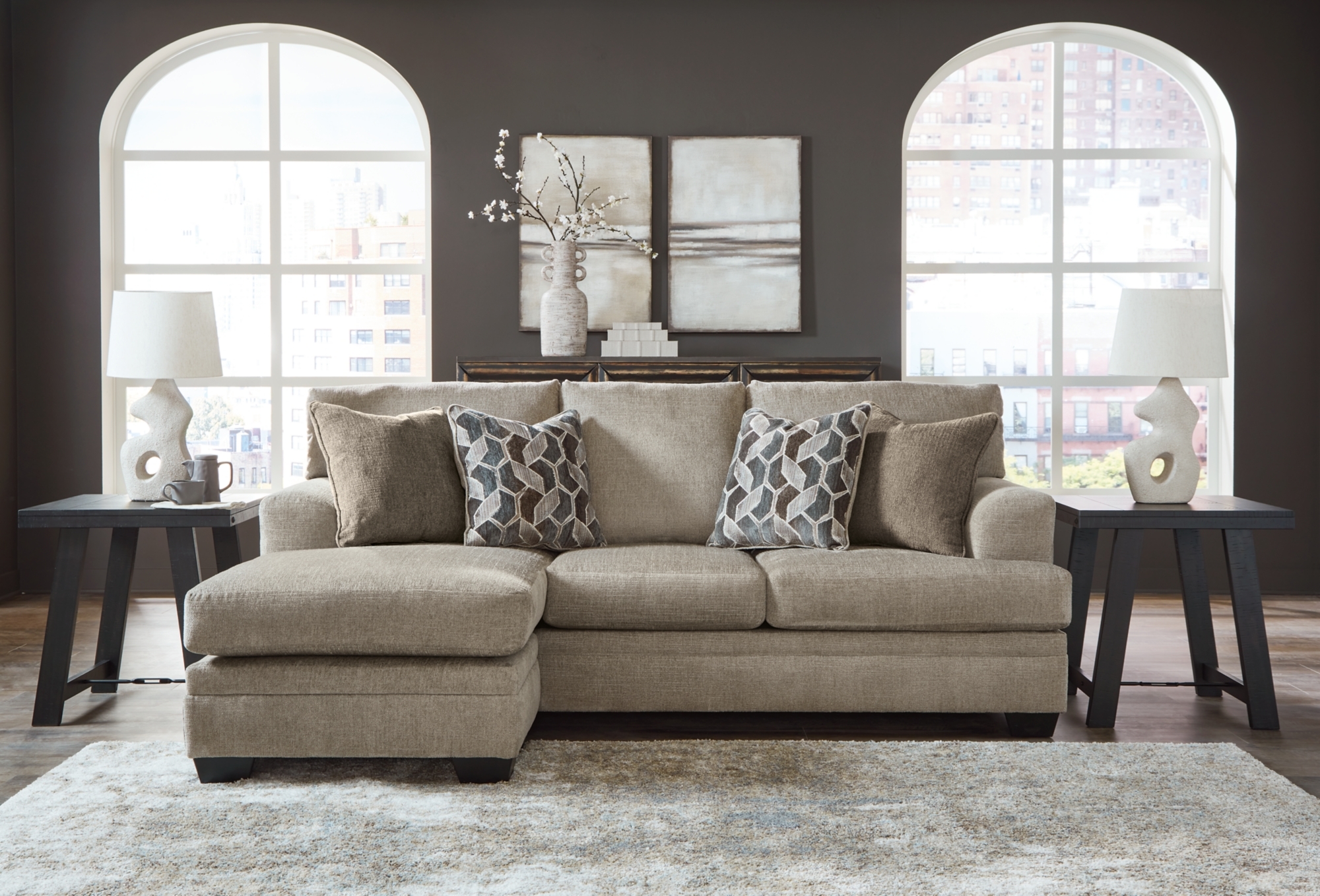 Signature Design by Ashley Stonemeade Sofa Chaise, Oversized Chair, And Ottoman