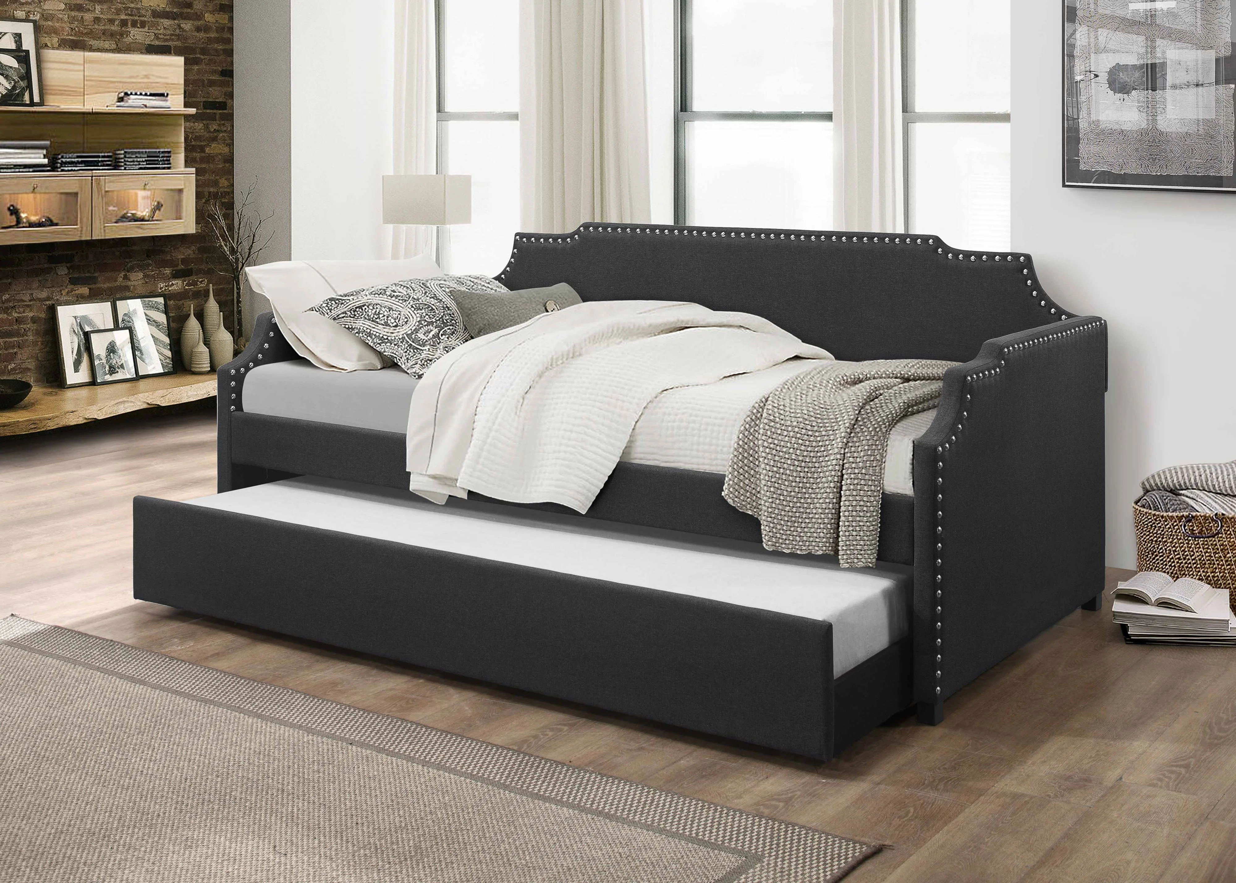 Day Beds 6704 DARK GREY DAY BED | | 7 Day Furniture | Bed - Headboard ...