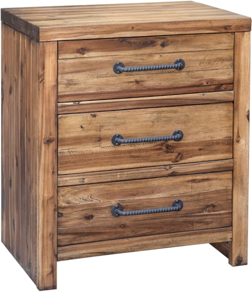 Rustic 3-Drawer Nightstand with Solid Rebar Pulls