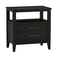 Transitional 2-Drawer Nightstand with Pull-Out Shelf