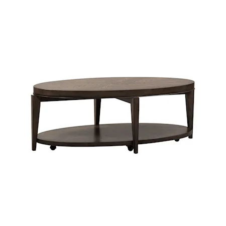 Contemporary Oval Cocktail Table with Bottom Shelf