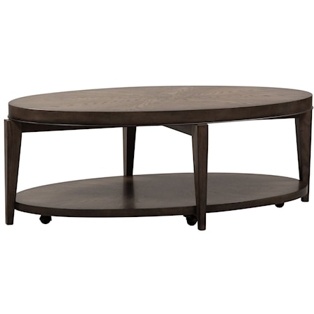 Contemporary Oval Cocktail Table with Bottom Shelf