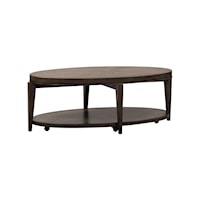 Contemporary Oval Cocktail Table with Bottom Shelf