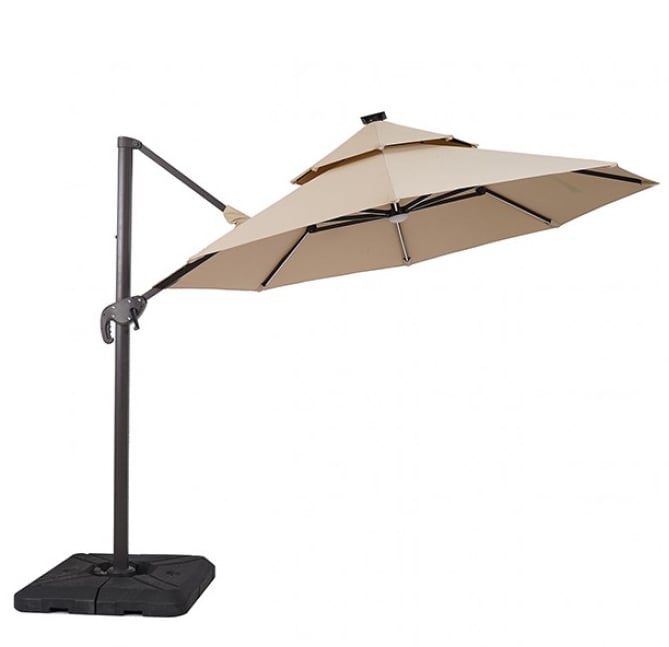 Furniture of America Fera 10' Cantilever Umbrella with LED Bulb