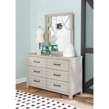 Dresser and Mirror Set