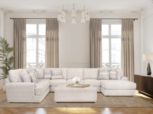Contemporary Sectional and Ottoman Living Room Set