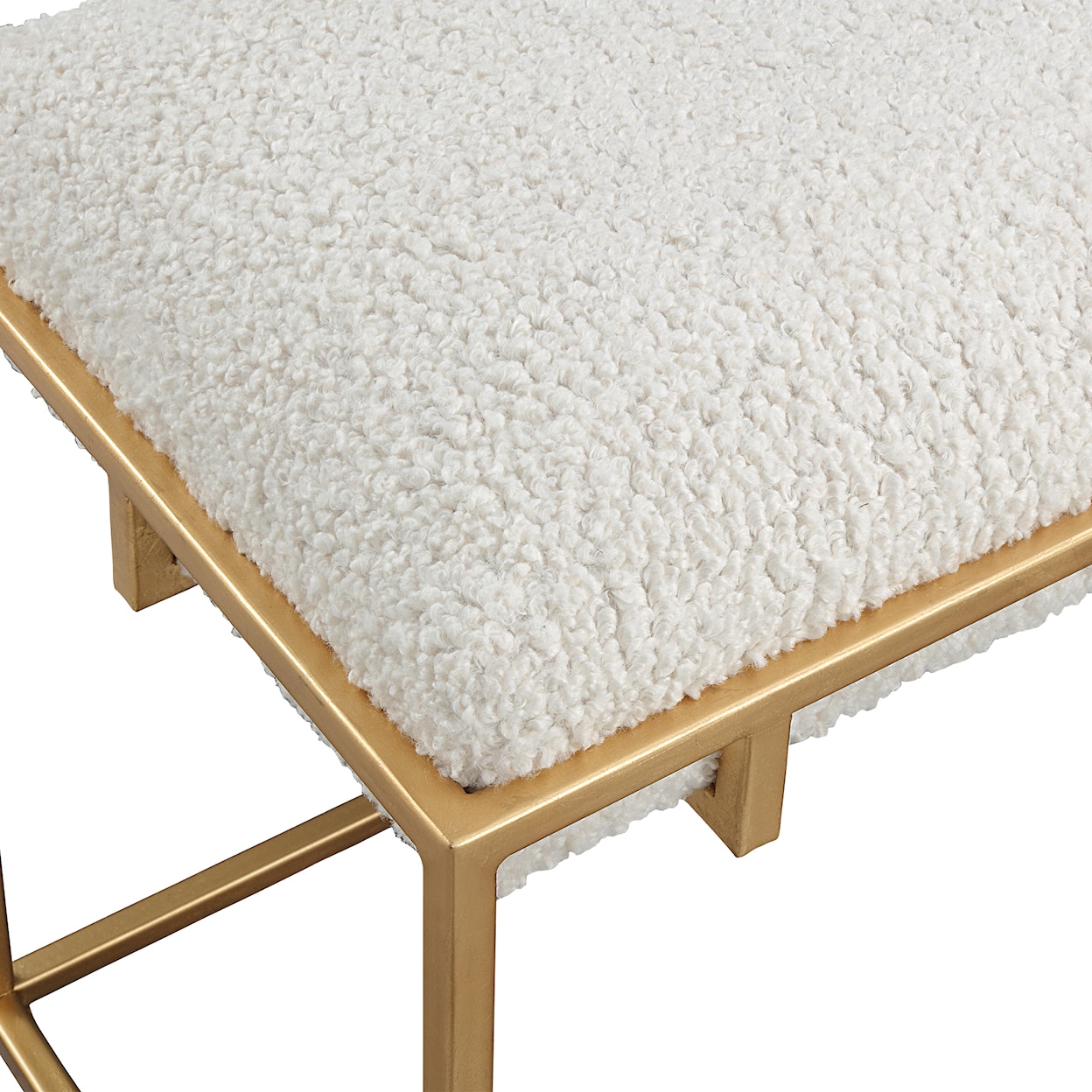 Uttermost Paradox Paradox Small Gold & White Shearling Bench