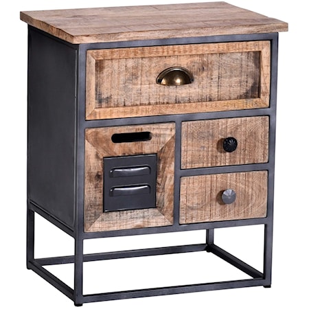 Industrial 4-Drawer Nightstand