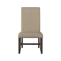 Rustic Farmhouse 2-Count Upholstered Side Chair with Nailhead Trim